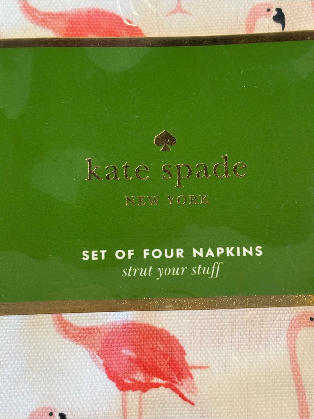 kate spade Flamingo Print Cotton Napkins in White and Pink - Picture 2 of 5